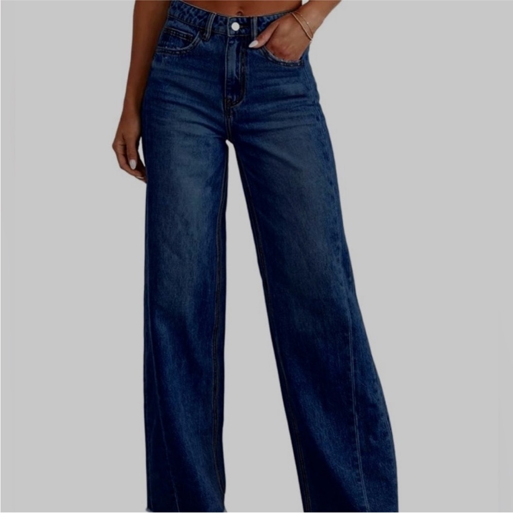 NEW! I.N.C. INTERNATIONAL CONCEPTS Wide Leg Dark Wash High Rise Jeans sz 6 / 28